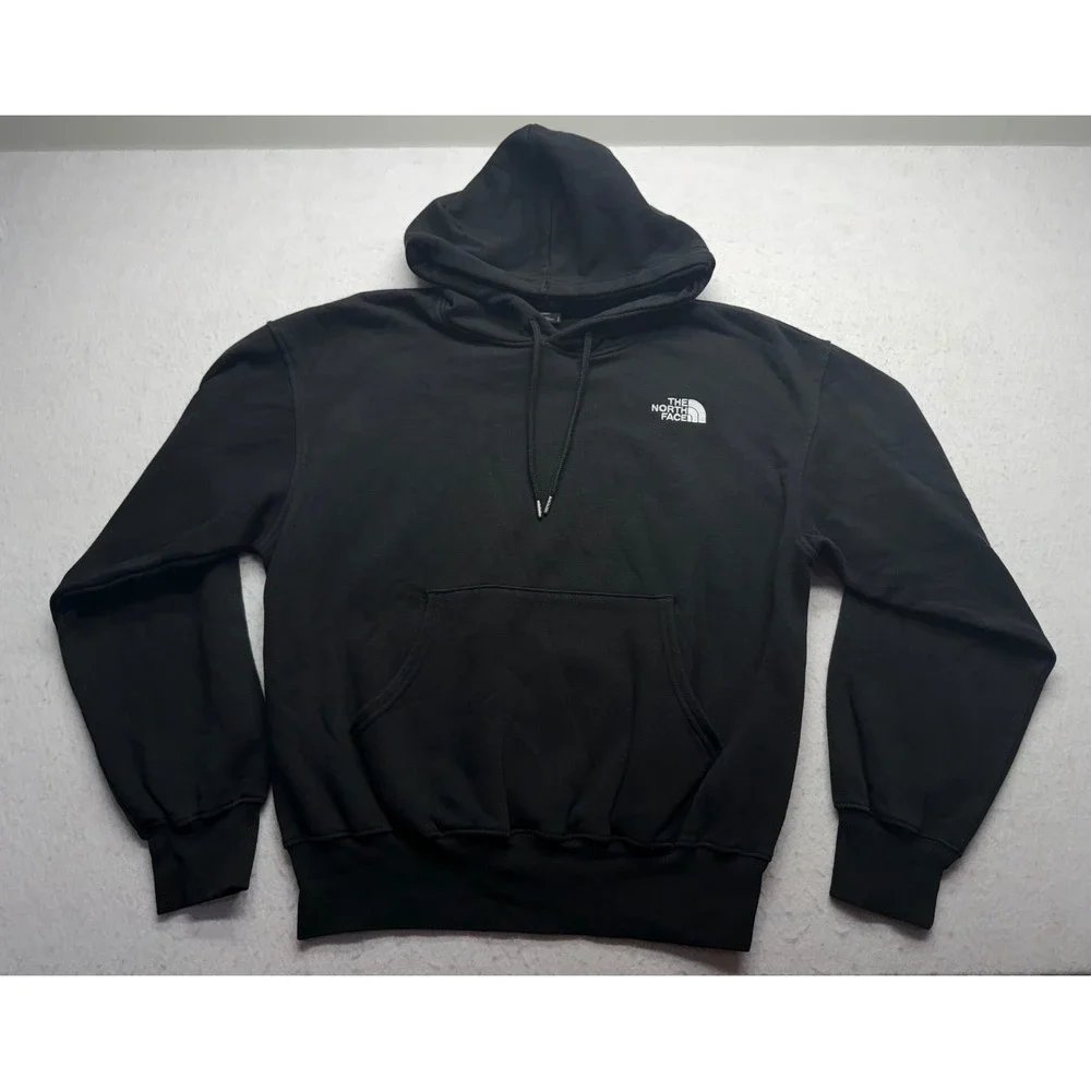 The North Face Mens Black Pullover Hoodie Embroidered Logo Fleece Sweatshirt S